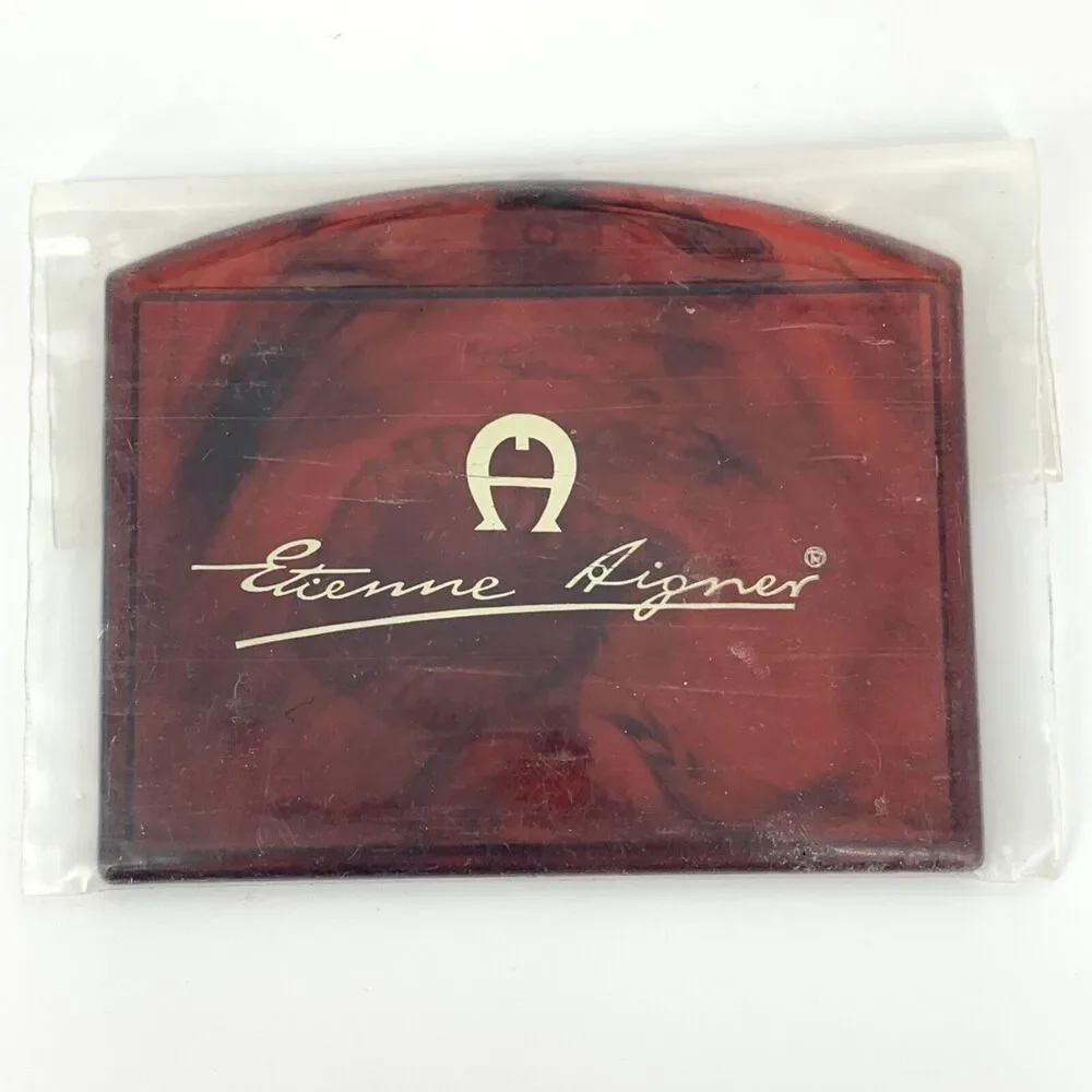 Vintage Etienne Aigner Pocket Mirror Original Plastic Tortoiseshell